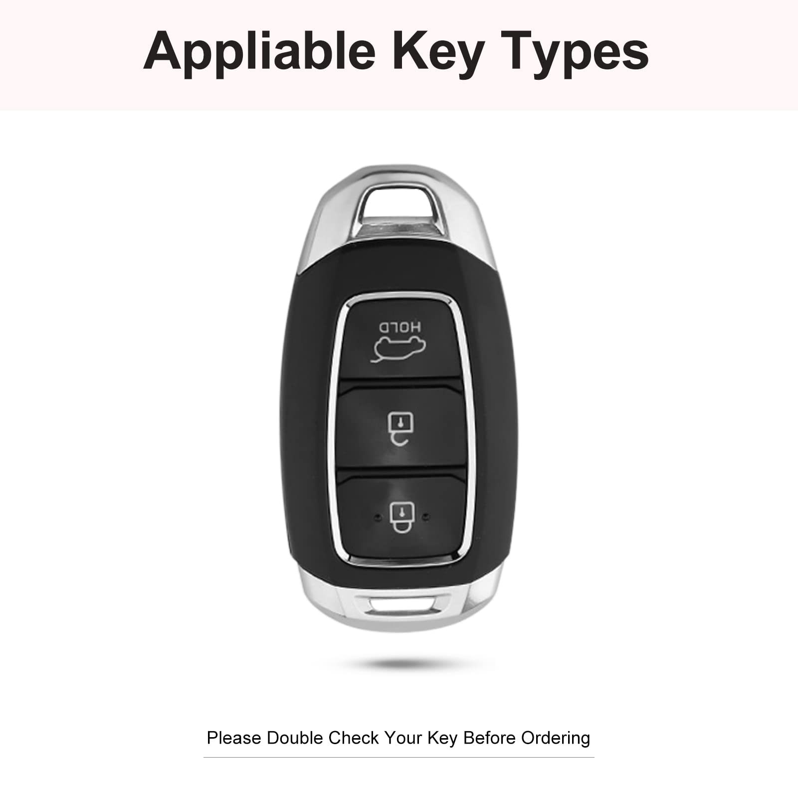 Ruabiban For Hyundai Key Fob Cover With Keychain, Pink Genuine Leather Crystal Key Case Protection Shell Compatible With 2022 20