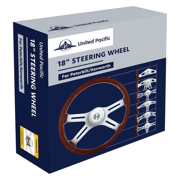 United Pacific 88139 - Steering Wheel - 18'' Chrome Flame Steering Wheel With Hub For Peterbilt 1998-2005, Kenworth 2001