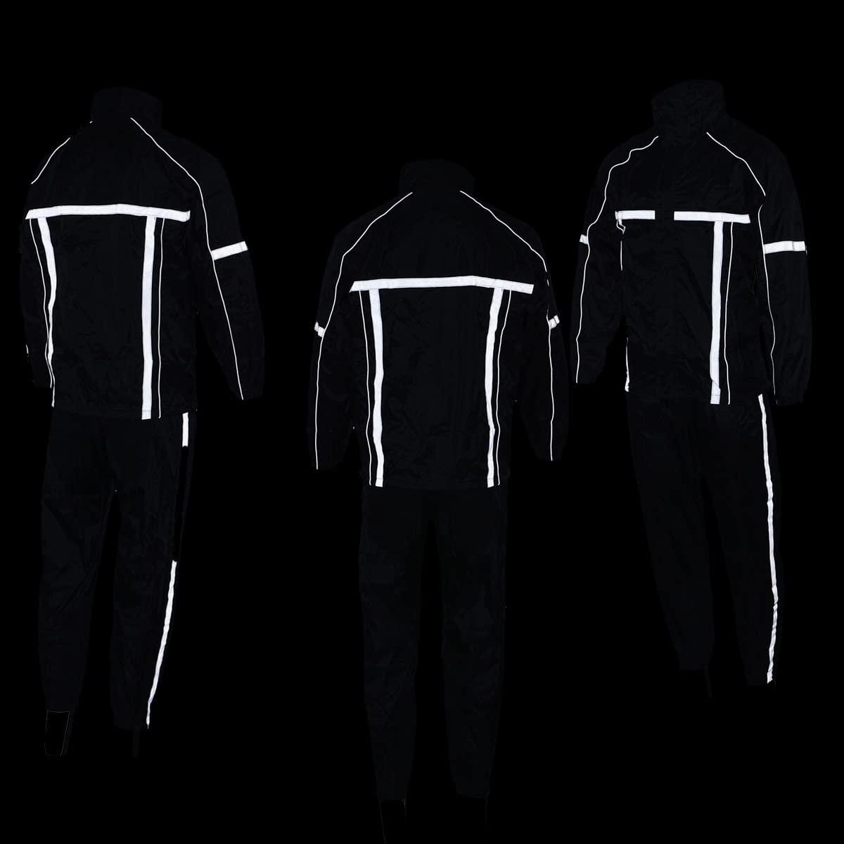 Milwaukee Leather MPM9510 Men's Black Water-Resistant Motorcycle Rain Suit with Hi Vis Reflective Tape - 4X-Large