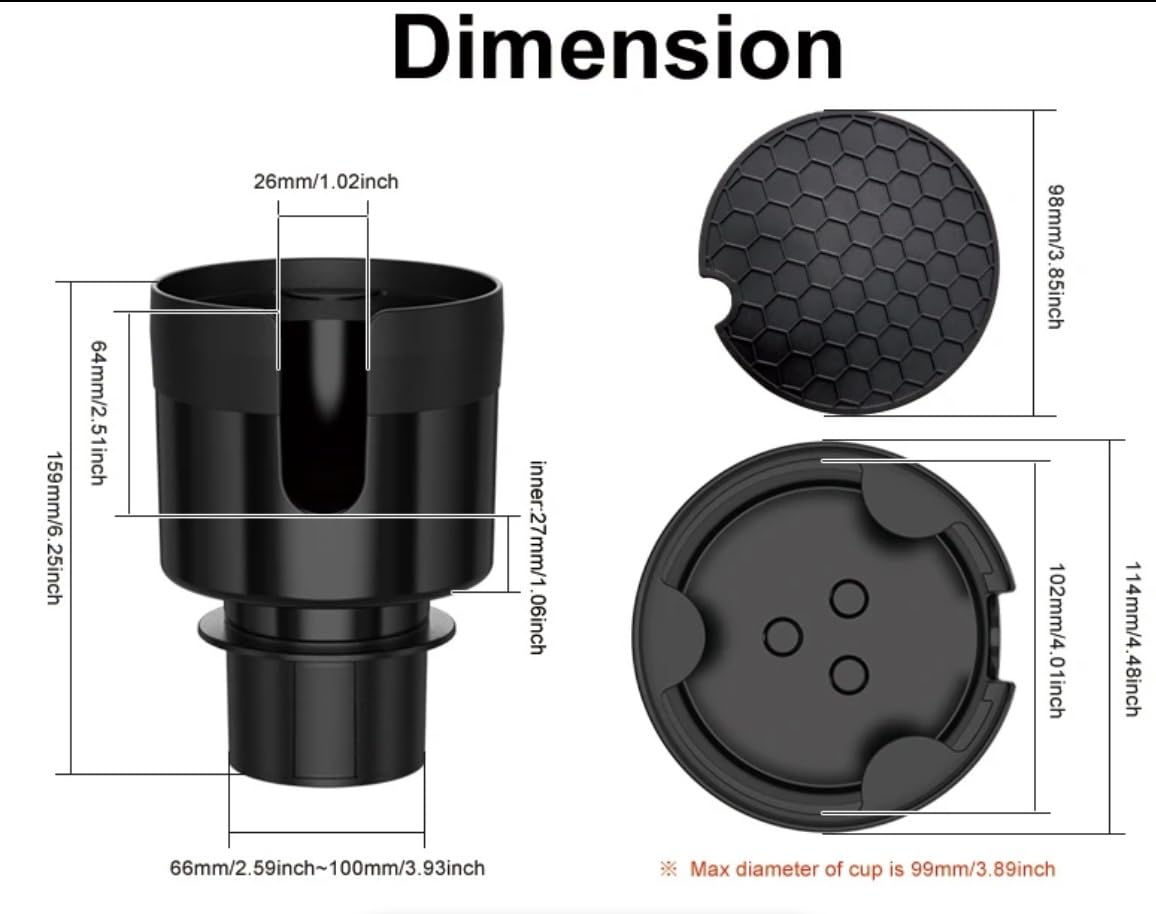Car Cup Holder Expander With Adjustable Base, Cupholder Extender Holder For Car Compatible With Hydro Flasks 32/40 Oz, Fits Yeti