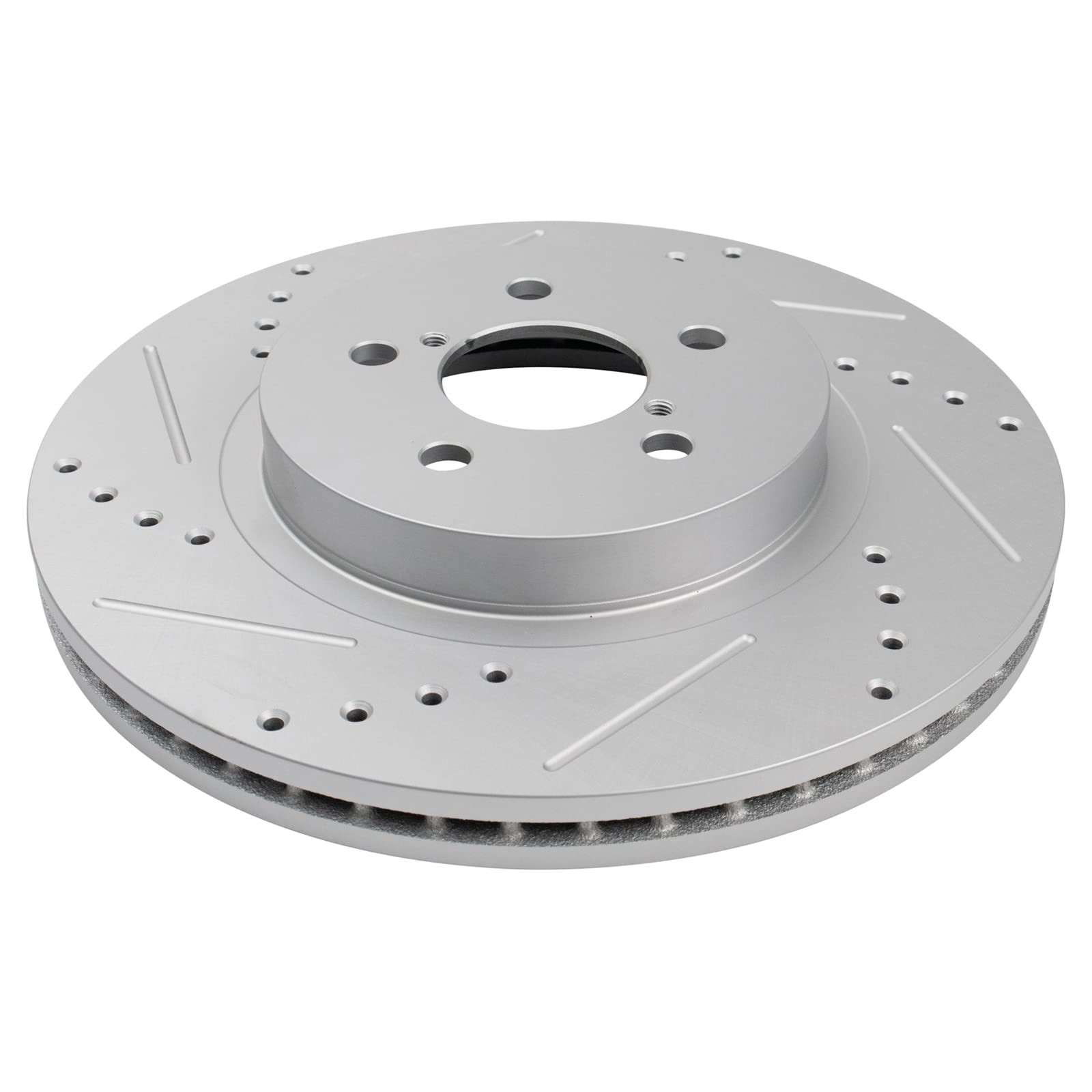 Trq Front Performance Brake Rotors Set Premium G-Coated Cross Drilled & Slotted Compatible With 2018-2021 Subaru Crosstrek 2017-