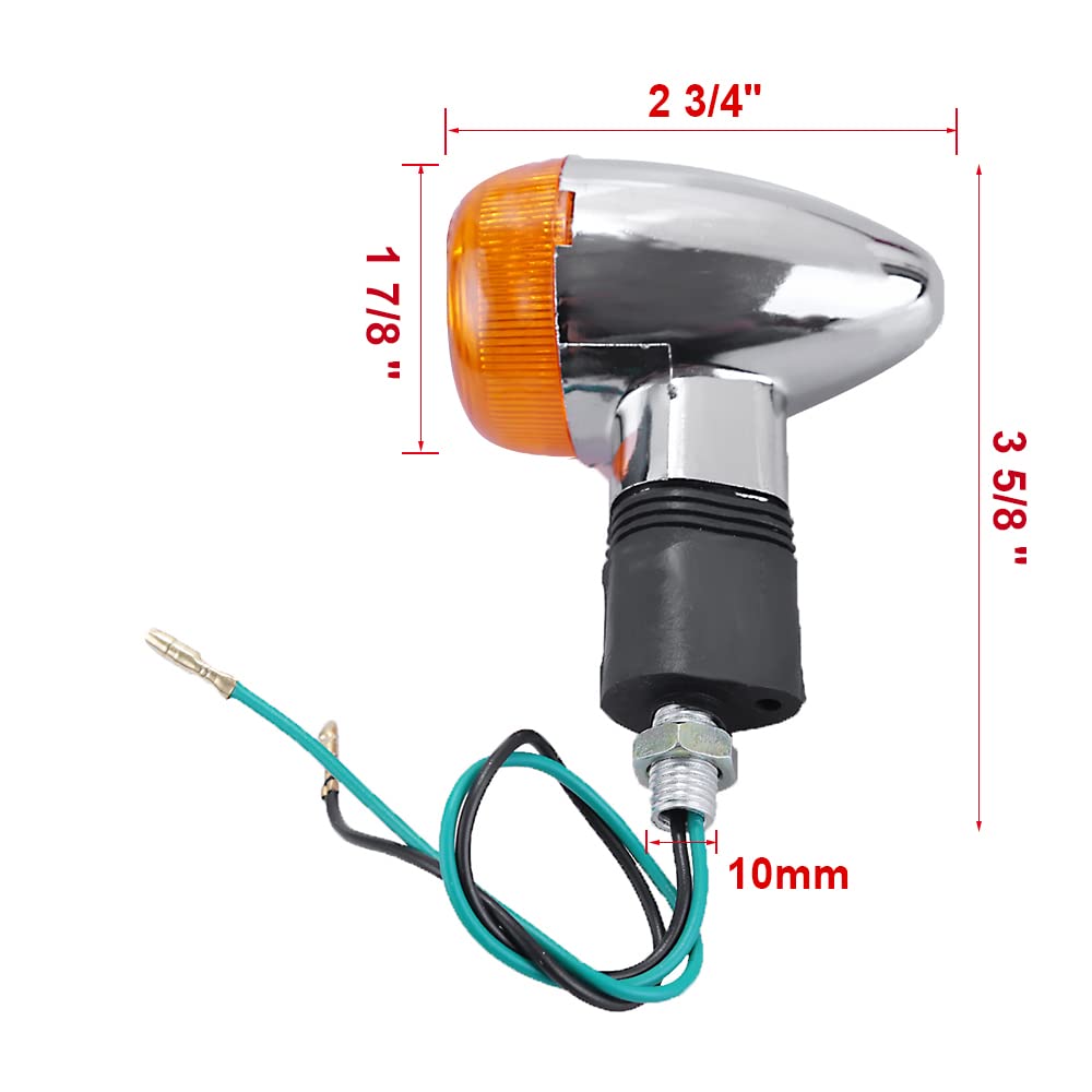 4 Pack Motorcycle Chrome Bullet Front Rear Turn Signal Amber Motorcycle Turn Signals Replacement for Honda Harley Kawasaki Suzuk