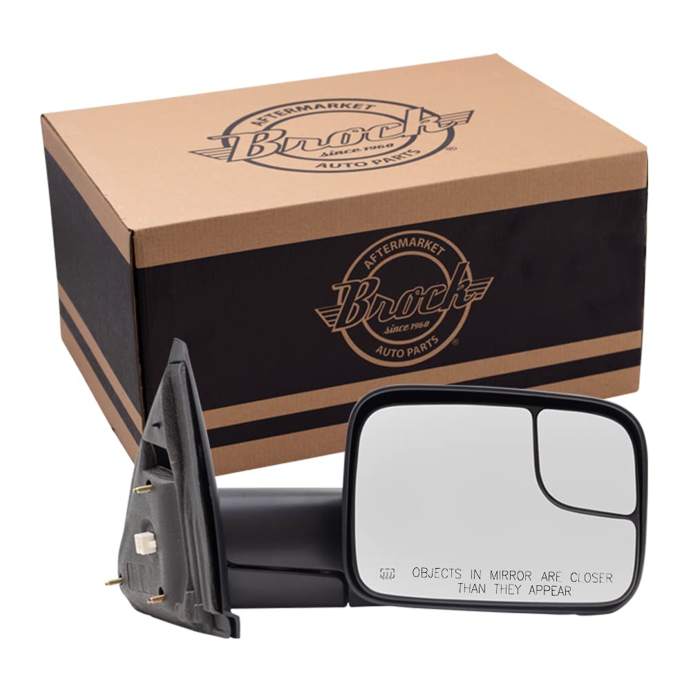 Brock Replacement Passenger Power Side Trailer Tow Flip-Up Mirror Heated 7x10 Compatible with 2002-2008 Ram 1500 Pickup Truck 55077444AO