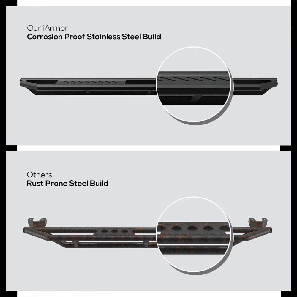 Aps 6.5In Side Armor Stainless Steel Running Boards Compatible With Chevy Silverado Gmc Sierra 1500 2007-2018 Crew Cab & 2500 3500 Hd 2019 Crew Cab (Exclude 07 Classic) Nerf Bars