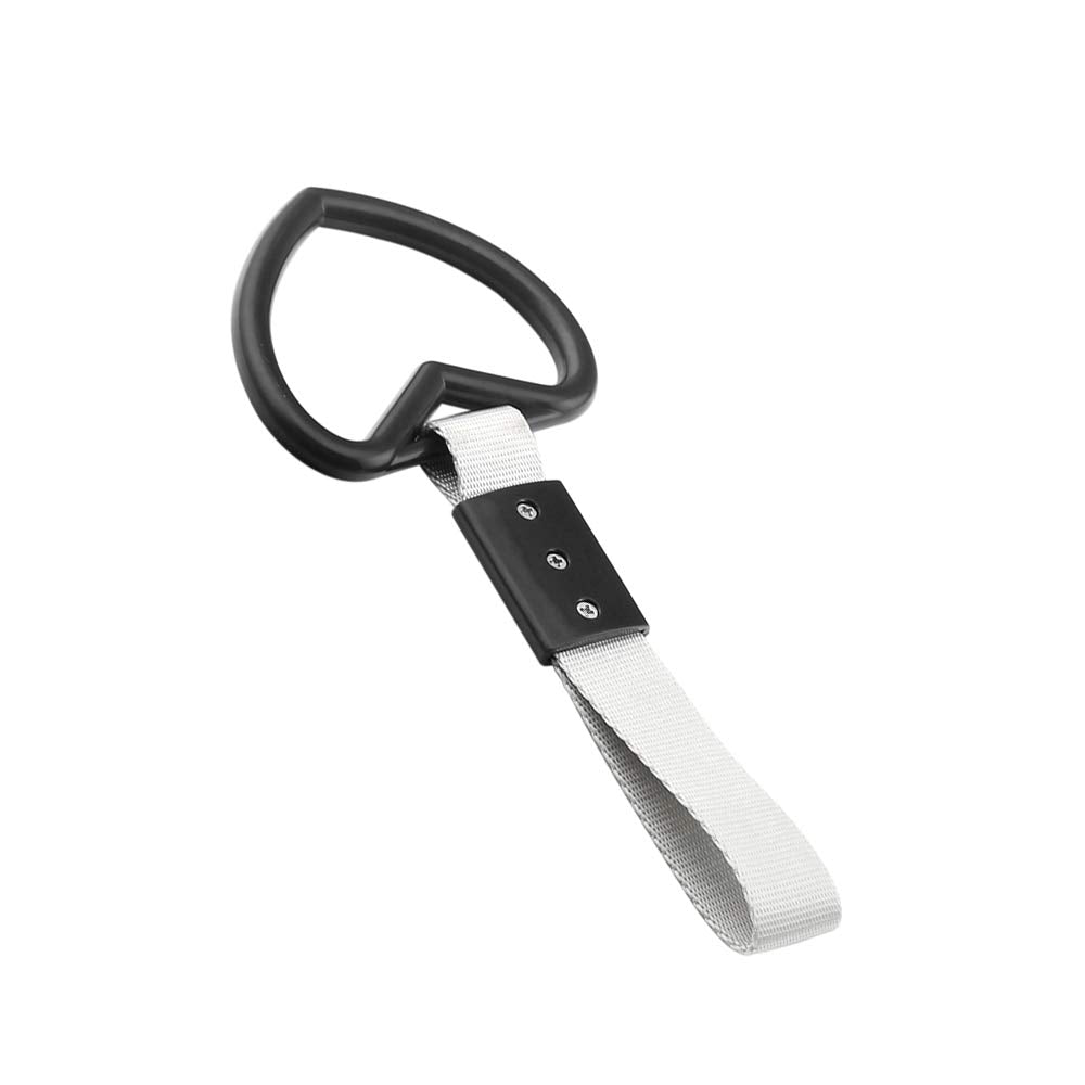 1 Pc Heart Jdm Tsurikawa Hang Ring Subway Train Bus Handle Hand Strap Drift For Car (Heart: Black/White)