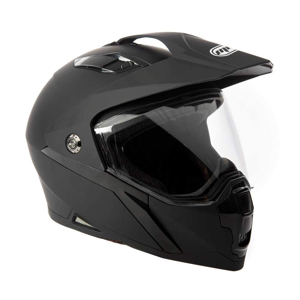 Mmg Dual Sport Off Road Motorcycle Full Face Helmet Dirt Bike Atv Flip-Up Visor (Model 23) - Shiny Black, Large