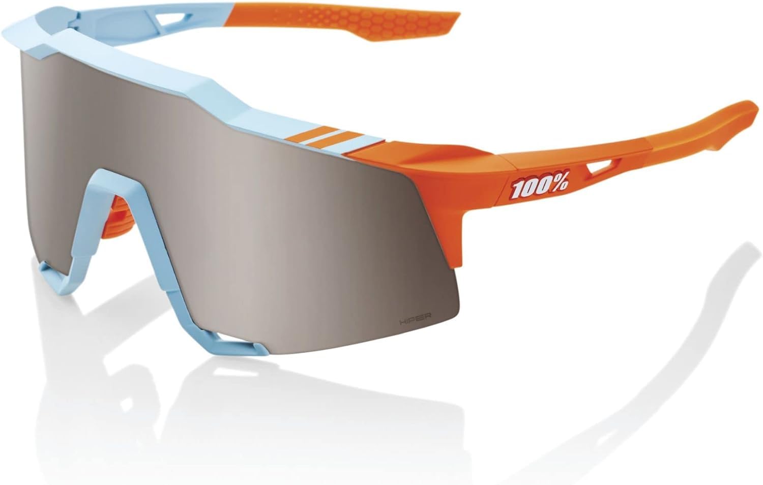 100% SPEEDCRAFT Sport Performance Cycling Sunglasses (Soft Tact Two Tone - HiPER Silver Mirror Lens)