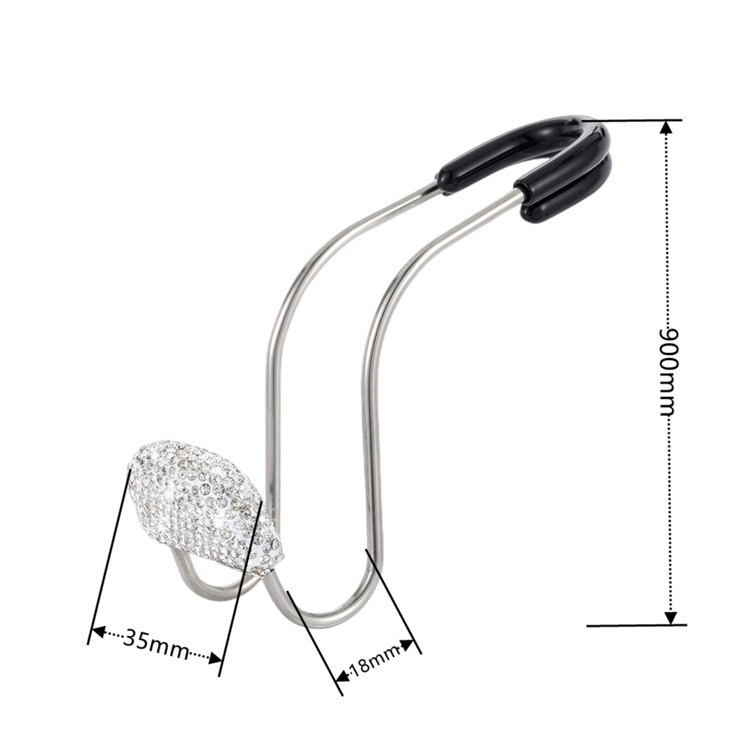 Bling Car Headrest Hook, 2Pcs Auto Headrest Hooks, Bling Car Accessories, Universal Auto Back Seat Headrest Metal Hanger Organizer Vehicle Holder For Bag Purse Clothes Grocery. ( Silver )