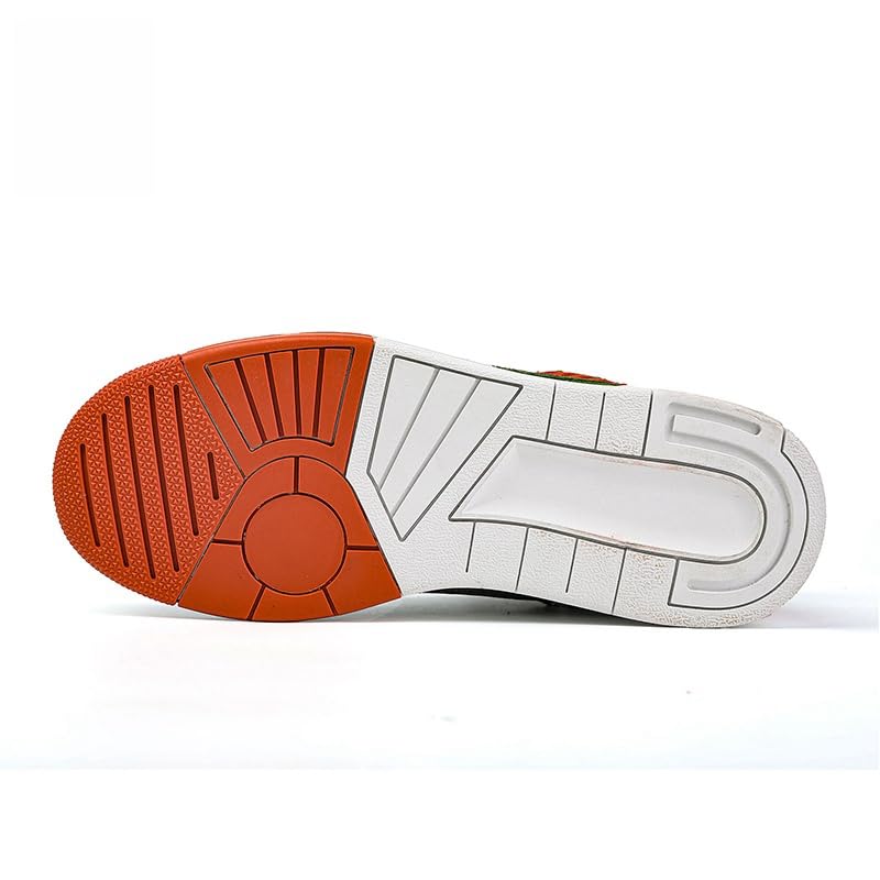 Bofucn Motorcycle Leather Boots,Street Riding Shoes,Anti-Slip Side Zipper Shoes For Men And Women (Black/Green, Adult, 12.5 Men/