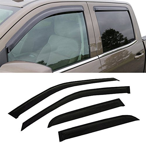Gldifa Smoke Window Visors Compatible With 2004-2015 Nissan Titan Crew Cab Wind Deflectors Sun/Rain Guards 4Pc