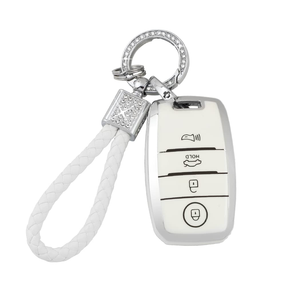 Pifoog White Key Fob Cover For Kia Niro Forte Optima Sorento Rio Soul Sportage Accessories Soft Tpu Car Keys Shells Cases 4 Butt