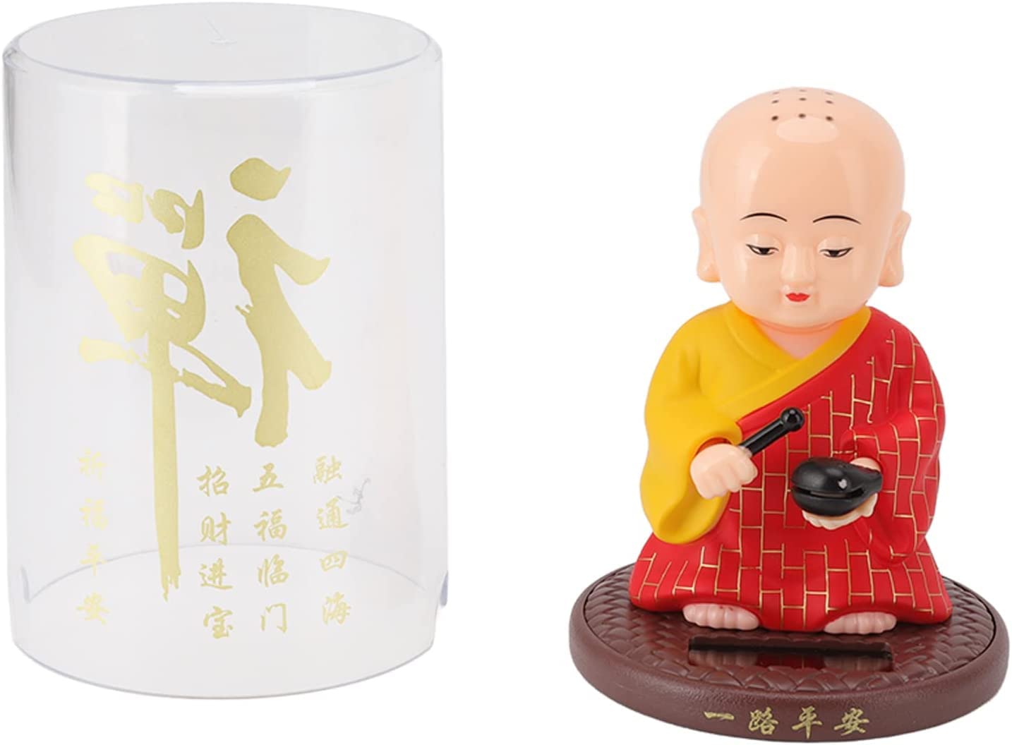 Augen Small Buddhist Monk Solar Ornaments, Automatic Nodding Lucky Meaning Light Energy Sensing Ecofriendly, Solar Buddhist Monk