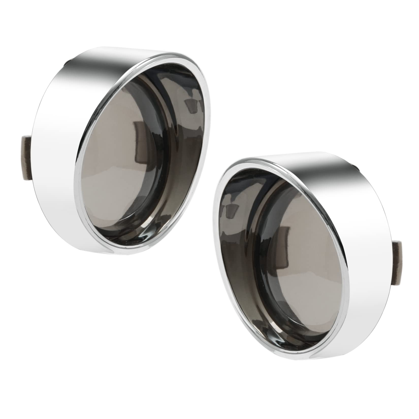 PBYMT Smoke Turn Signal Lens Cover 2'' Bullet Visor-Style Chrome Bezels Compatible for Harley Davidson Dyna Street Glide Road So