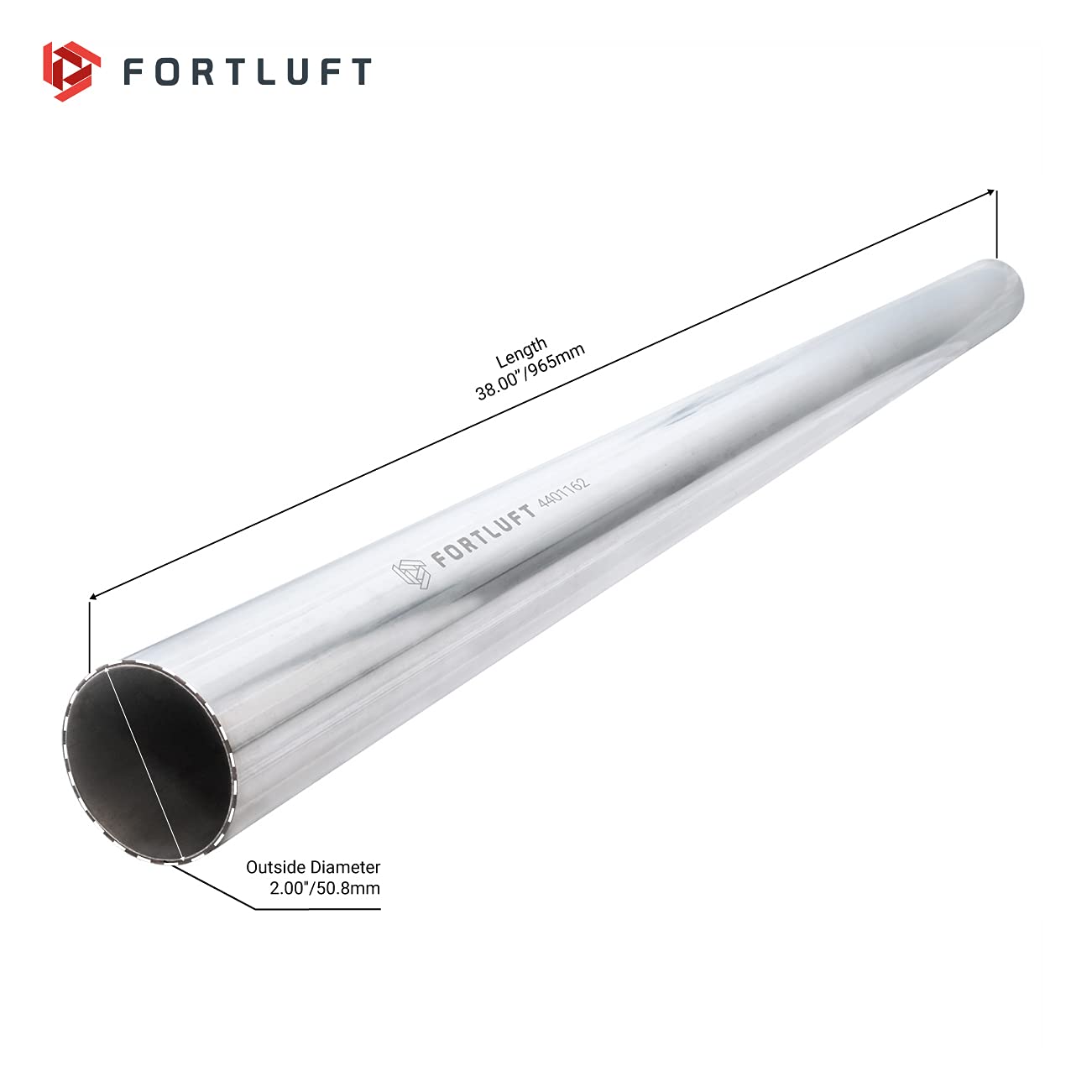 Fortluft Universal Mandrel Exhaust Bend Pipe & Elbow Stainless Steel (Straight Pipe, 2.00''/50.8Mm)