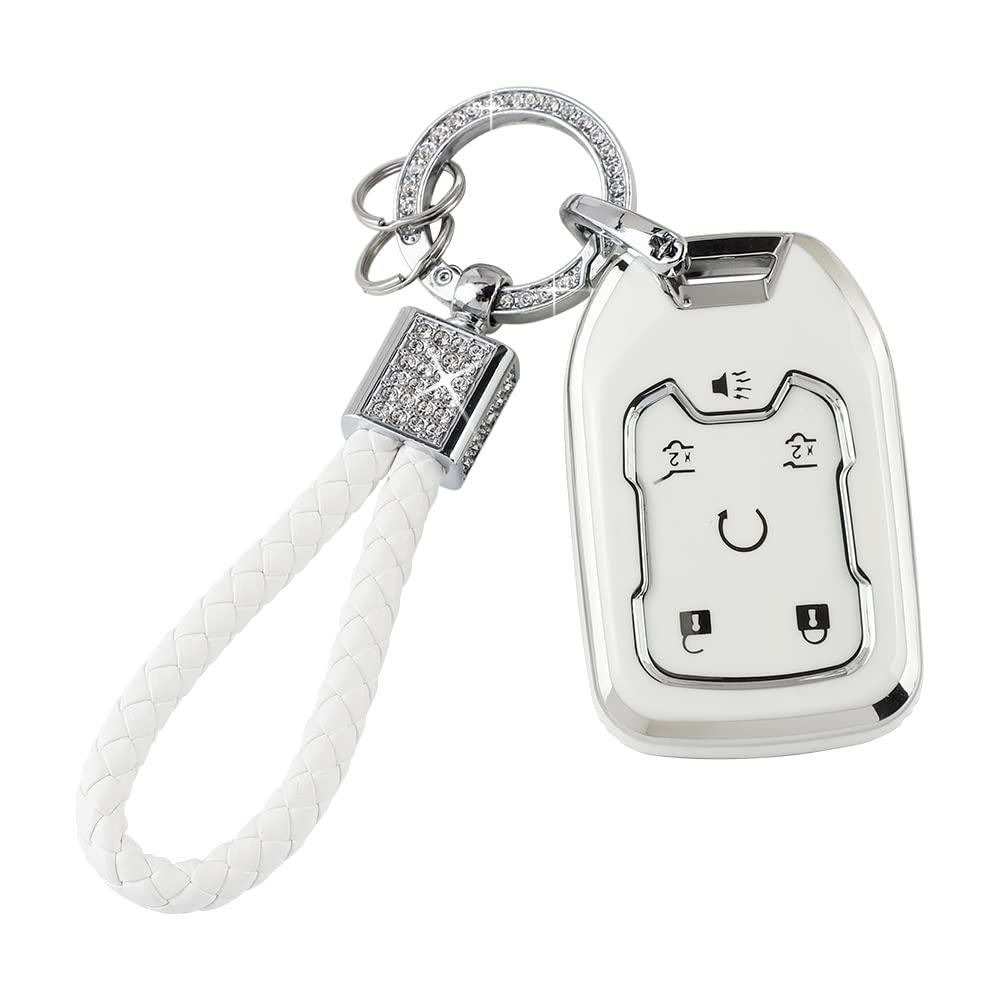 Pifoog Key Cover For Chevy Tpu Soft Car Keys Shell Protector With Glittering Car Keychain Accessories For Chevrolet Suburban Tah