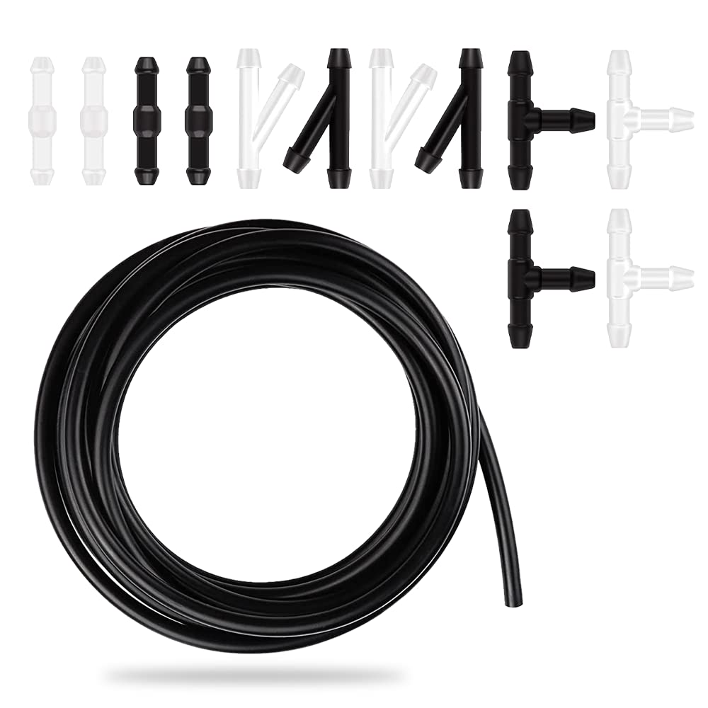 Windshield Washer Hose Repair Kit Include 4M/13Ft Automotive Replacement Windshield Washer Hoses+12 Pcs Hose Connectors,Compatible With Most Cars Suvs Trucks Washer Fluid Tank&Washer Nozzles