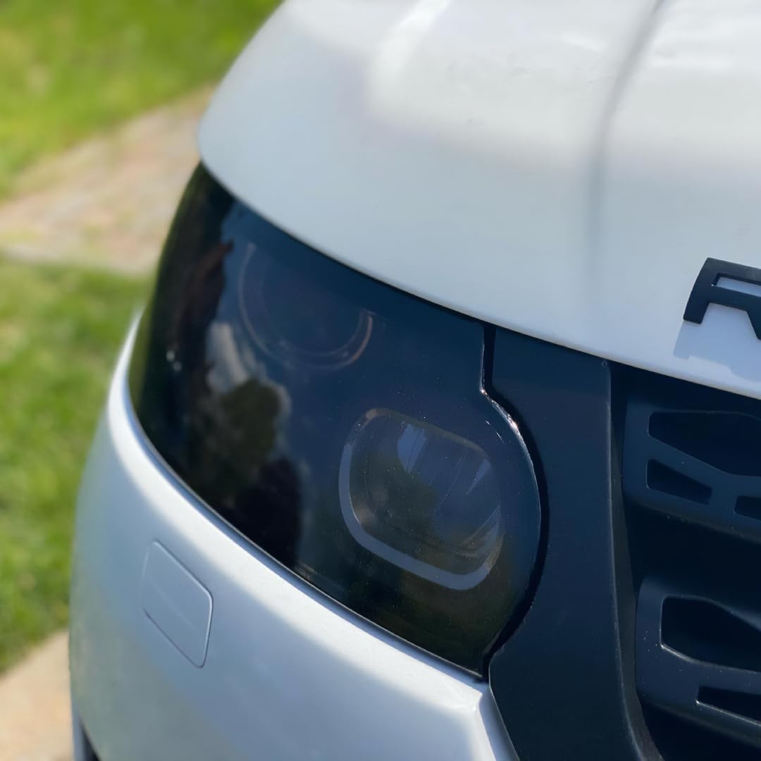 Vvivid Smoke Black Gloss Vinyl Headlight Foglight Transparent Tint Wrap Self-Adhesive (60'' X 60'')