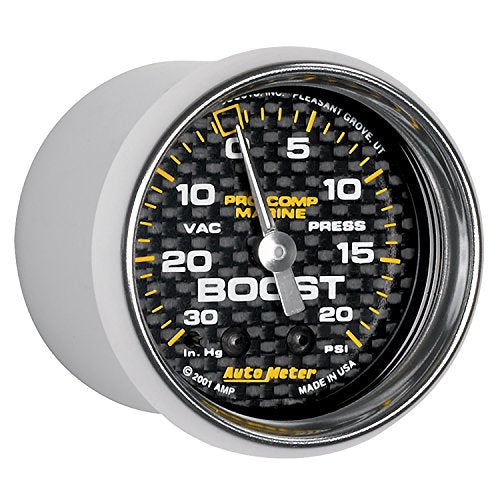 Autometer Gauge, Vac/Boost, 2 1/16', 30Inhg-20Psi, Mechanical, Marine Carbon Fiber (200774-40),Multi