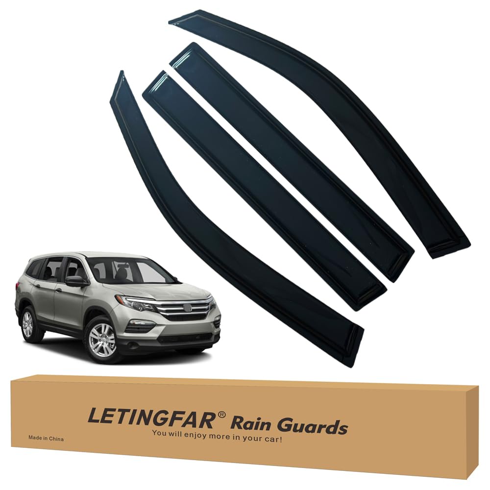LETINGFAR Window Visors Rain Guards for Honda Pilot 2003 2004 2005 2006 2007 2008 Accessories, Wind Deflectors Vent Shades for H