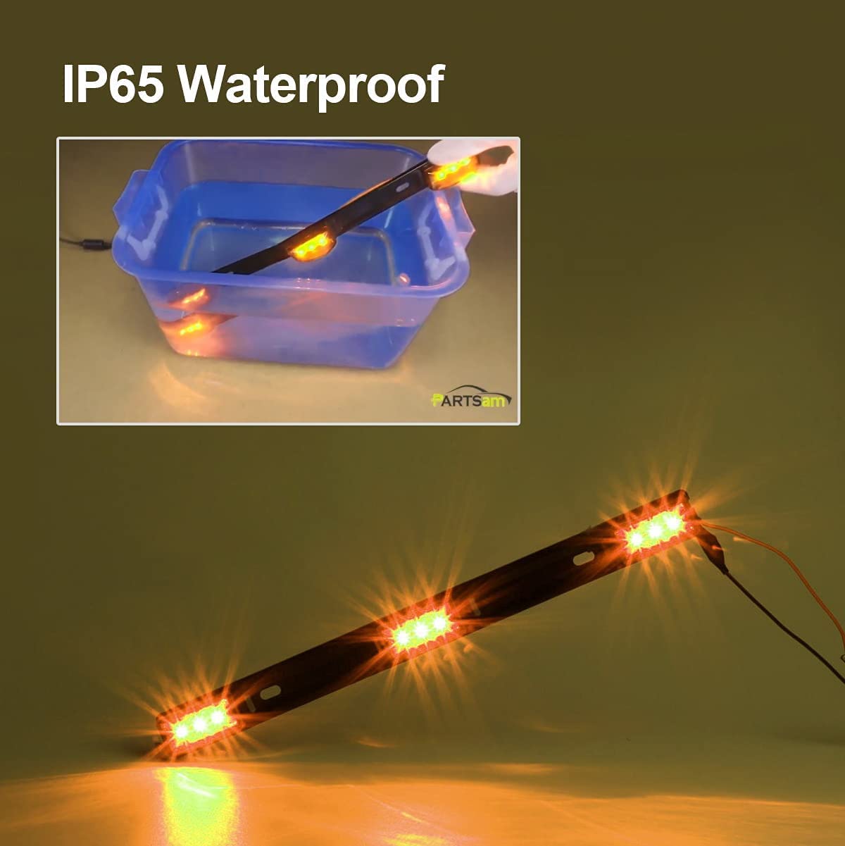 Partsam Amber 12V Led Tow Truck Light Bars, Led Identification Bar Lights Marker Lights, 14.17'' Amber Id Bar Marker Lights, Tru