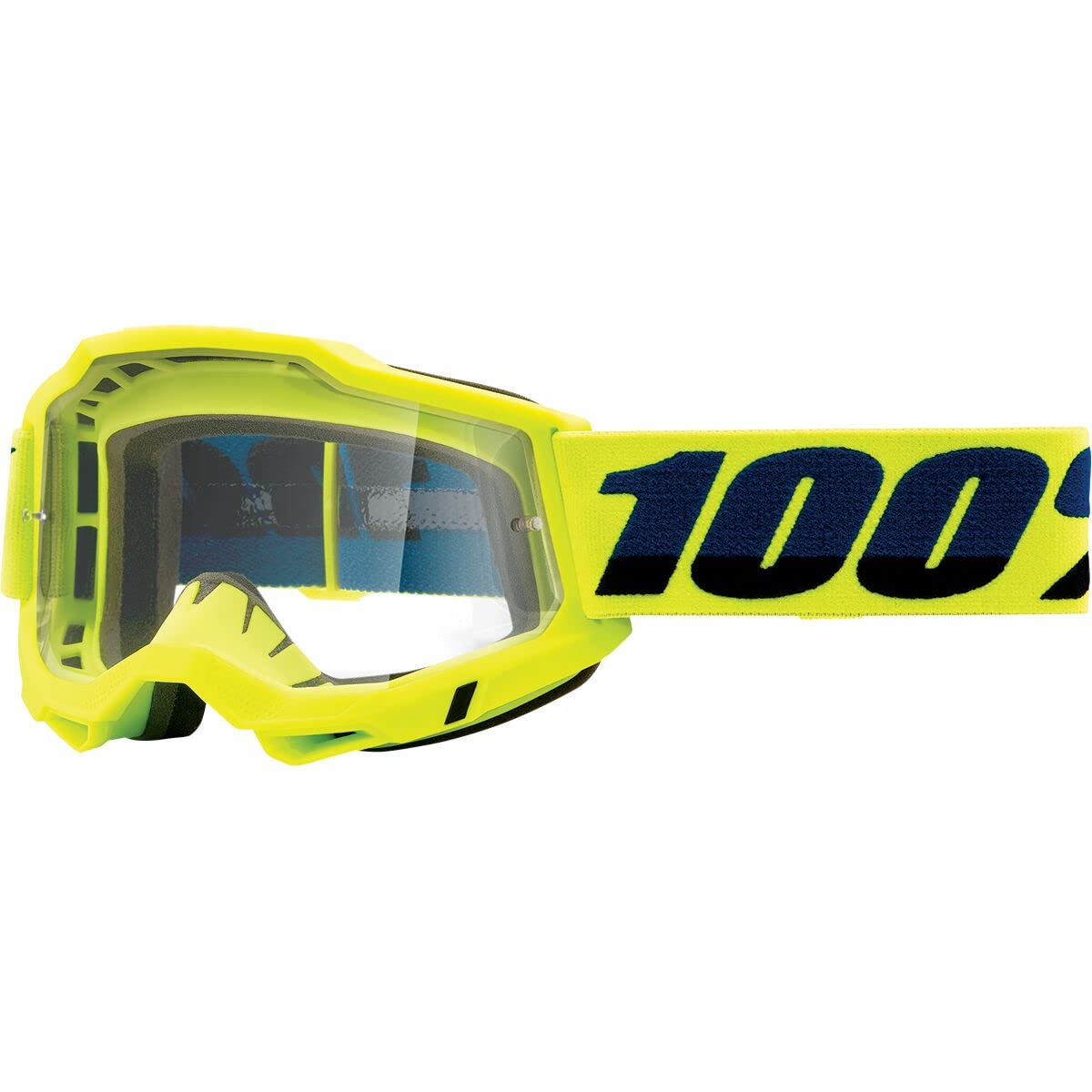 100% Accuri 2 Motocross & Mountain Biking Adult Goggles (Fluo/Yellow - Clear Lens)