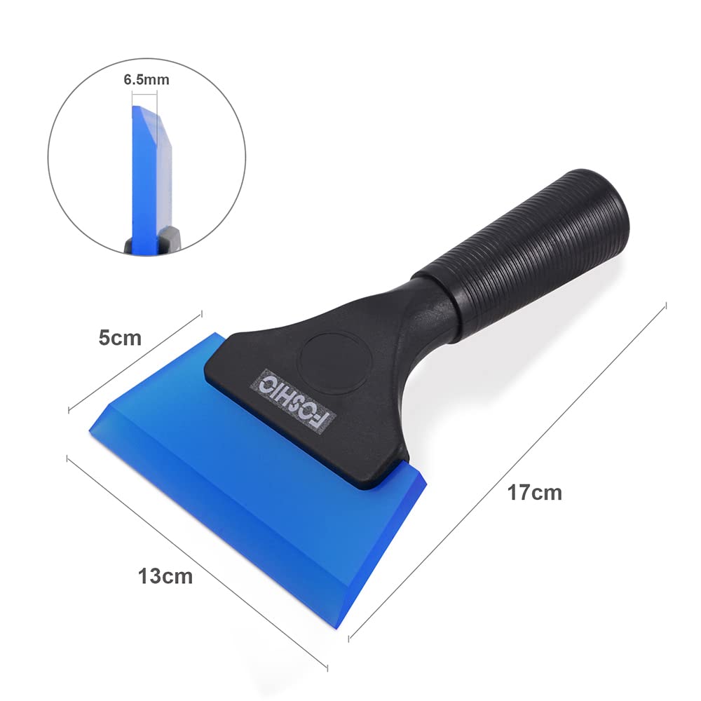 FOSHIO Small Squeegee with 5 Inch Dark Blue Rubber Blade Mini Wiper Window Tinting Tools for Mirror Glass Window Cleaner with No