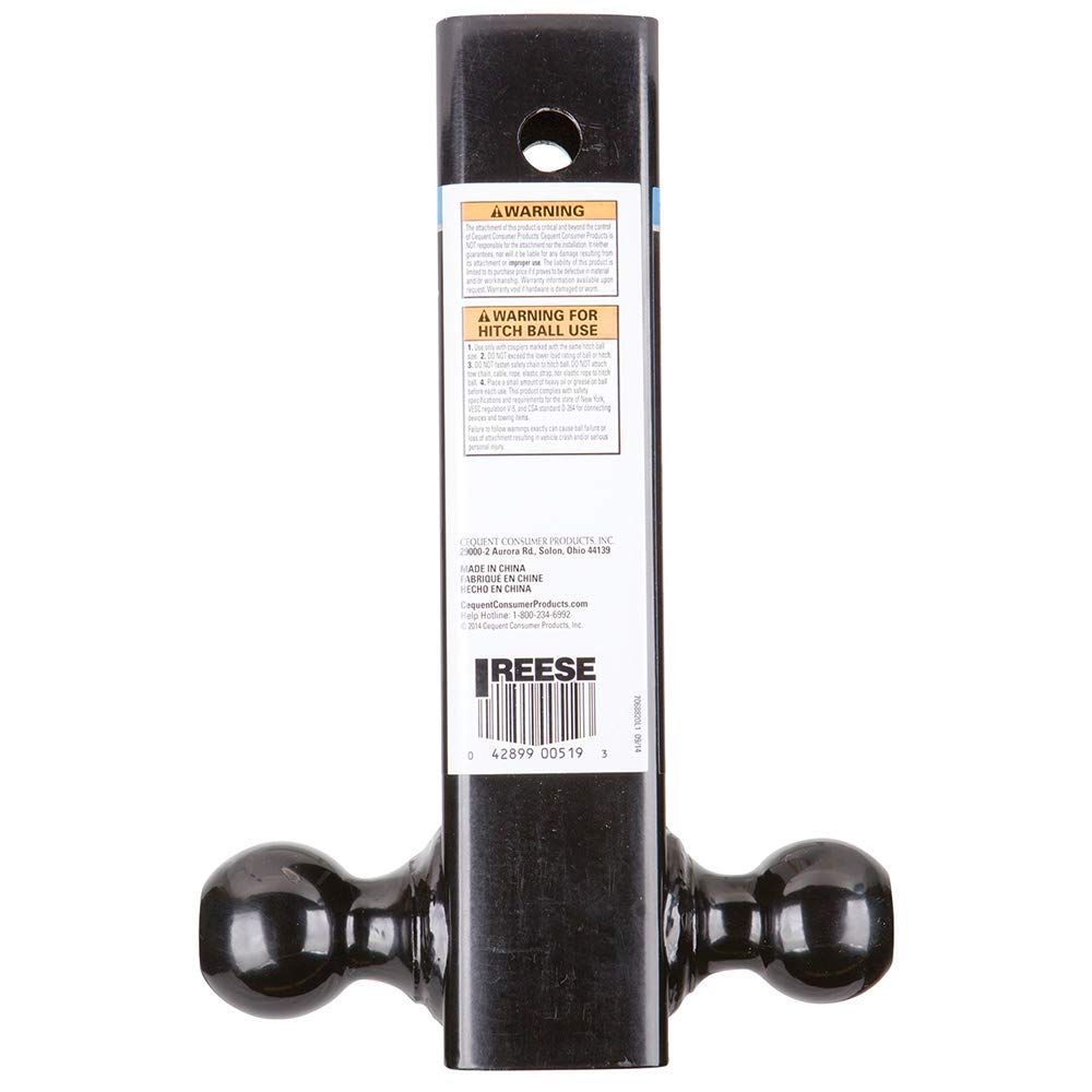 REESE Towpower 7068820 Tri-Ball Trailer Hitch Ball Mount, (1-7/8 Inch, 2 Inch, 2-5/16 Inch Trailer Hitch Balls), Fits 2-1/2 Inch Square Receiver, 14,000 lbs. Capacity