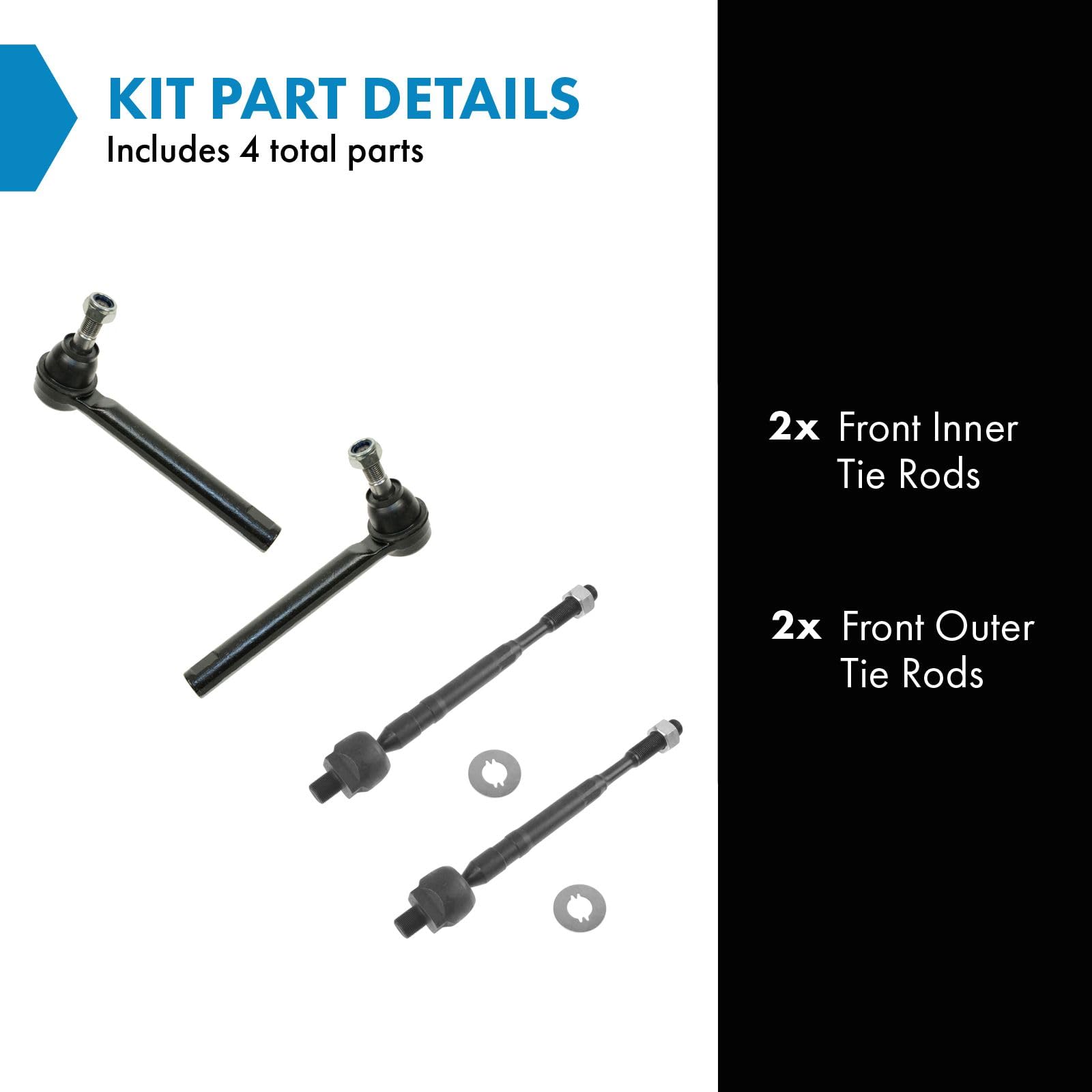 Trq Front Tie Rod Set Compatible With 2003-2004 Nissan Murano