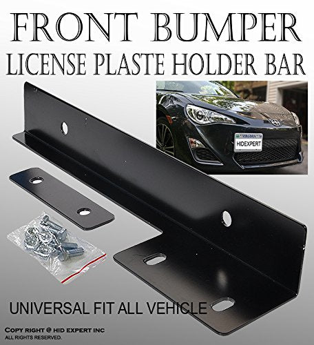 Icbeamer Black Universal Front Aluminum Bumper License Plate Mount Relocator Frame Bracket Holder Bar [Drilling Require]
