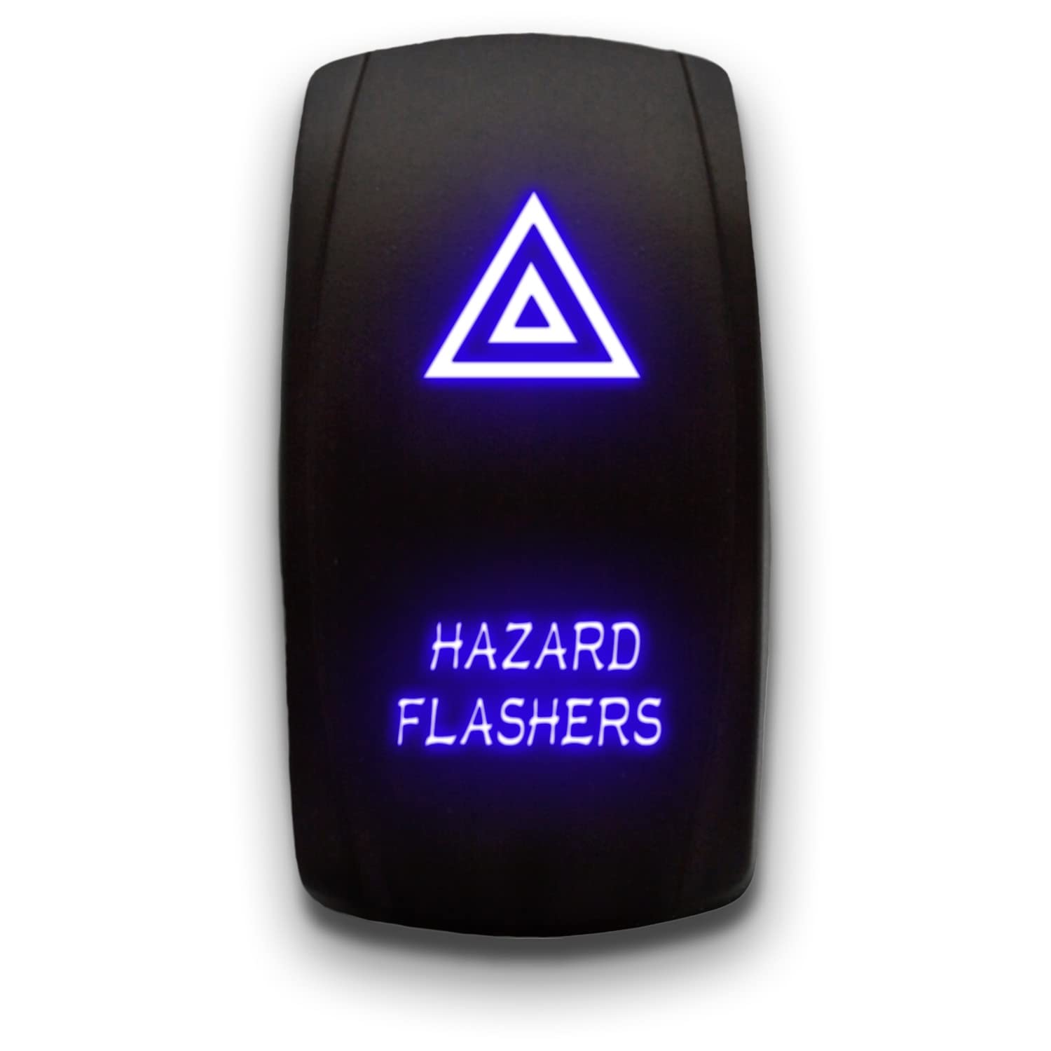 Hazard FLASHERS - Blue - Laser Etched 5-Pin Double Pole Single Throw Maintained ON-Off DPST Toggle Switch 20A 12V