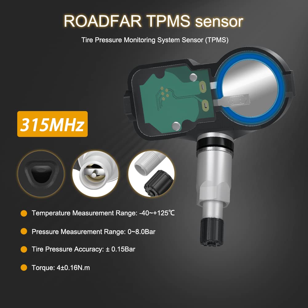 Roadfar 315Mhz Programmed Tire Pressure Monitoring System Sensor Tpms Fits For Lexus For Scion For Toyota 4260706011 4260733011