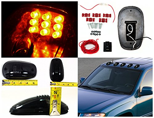 Spec-D Tuning 5 Piece Set Smoked Lens Yellow Amber Led Cab Roof Top Running Lights