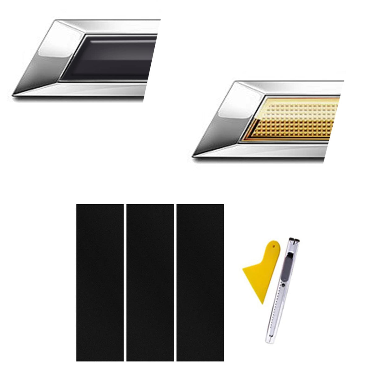 Lanzmyan Compatible With Bowtie Logo Wrap Stickers Cut-Your-Own Emblem Overlay Diy Decals For Chevy 3Pcs Matte Black
