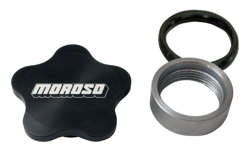 Moroso 85283 1-3/8'' Aluminum Filler Cap Kit, black