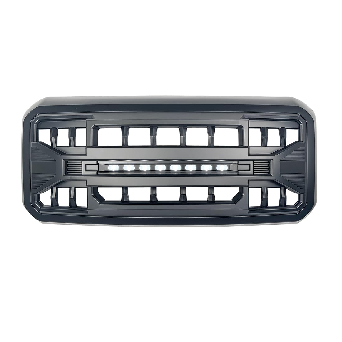 MEGAIE Front Grille Compatible with 2011-2016 F250 F350 F450 F550 Super Duty, Matte Black Bumper Grill Guard w/Off-Road Lights