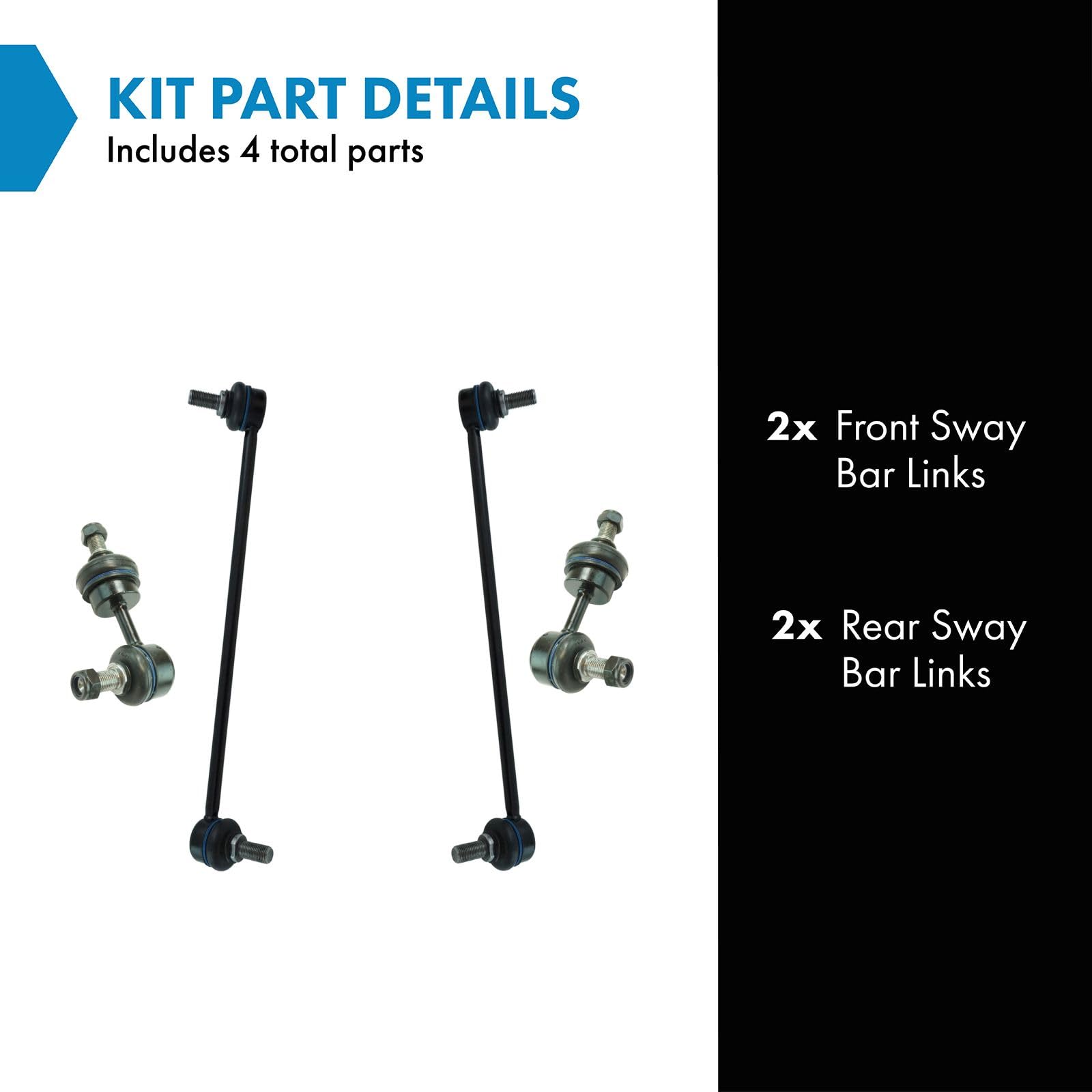 Trq Driver & Passenger Side Sway Bar Stabilizer Link Set Compatible With 2011-2014 Hyundai Sonata
