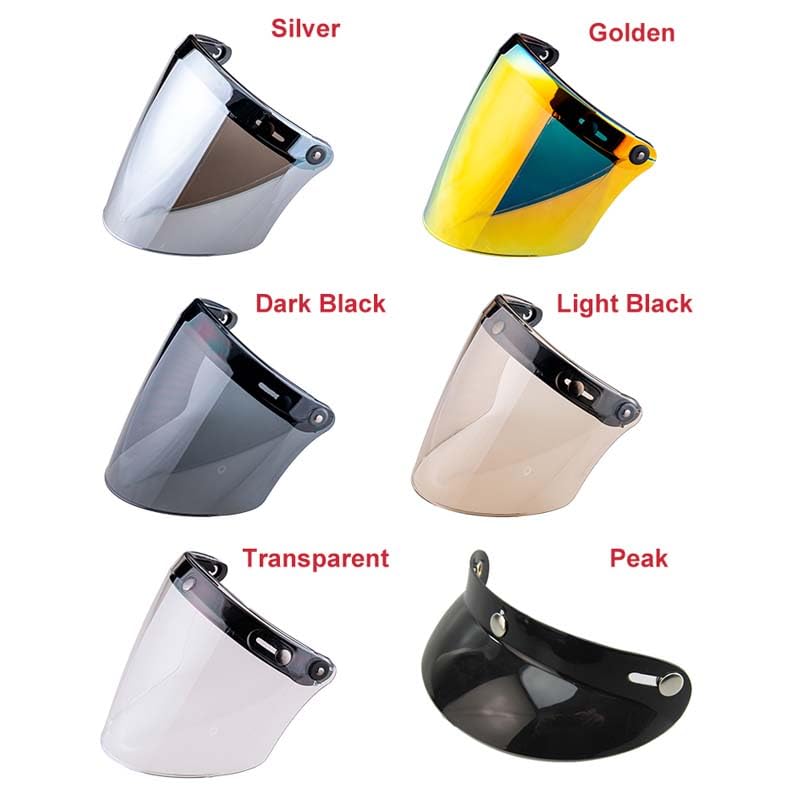 VCOROS Universal 3-Snap Flip Up Visor Shield Lens for Retro Open Face Motorcycle Helmet (Clear)