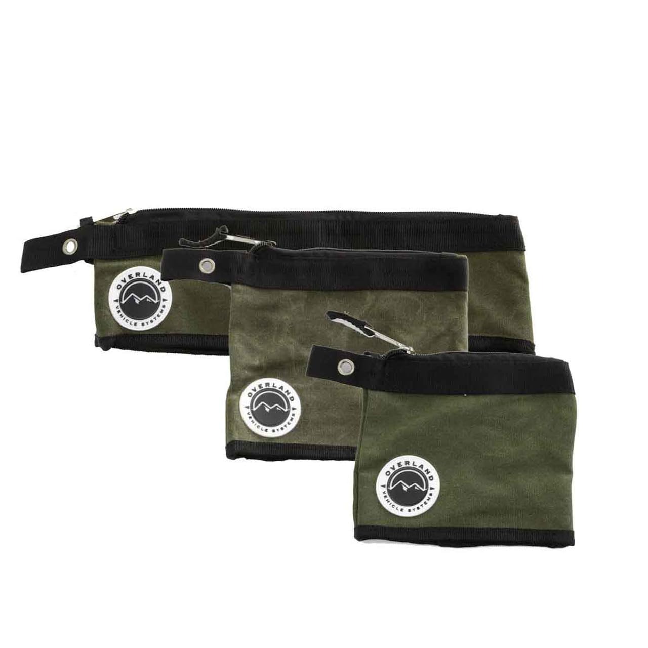 Overland Vehicle Systems Small/Medium Size 3-Bag Set Of Storage Bags - #12 Waxed Canvas - Infused With Paraffin Wax Waterproofing - Universal For, Tools, Automotive, Fishing, Hunting And More!