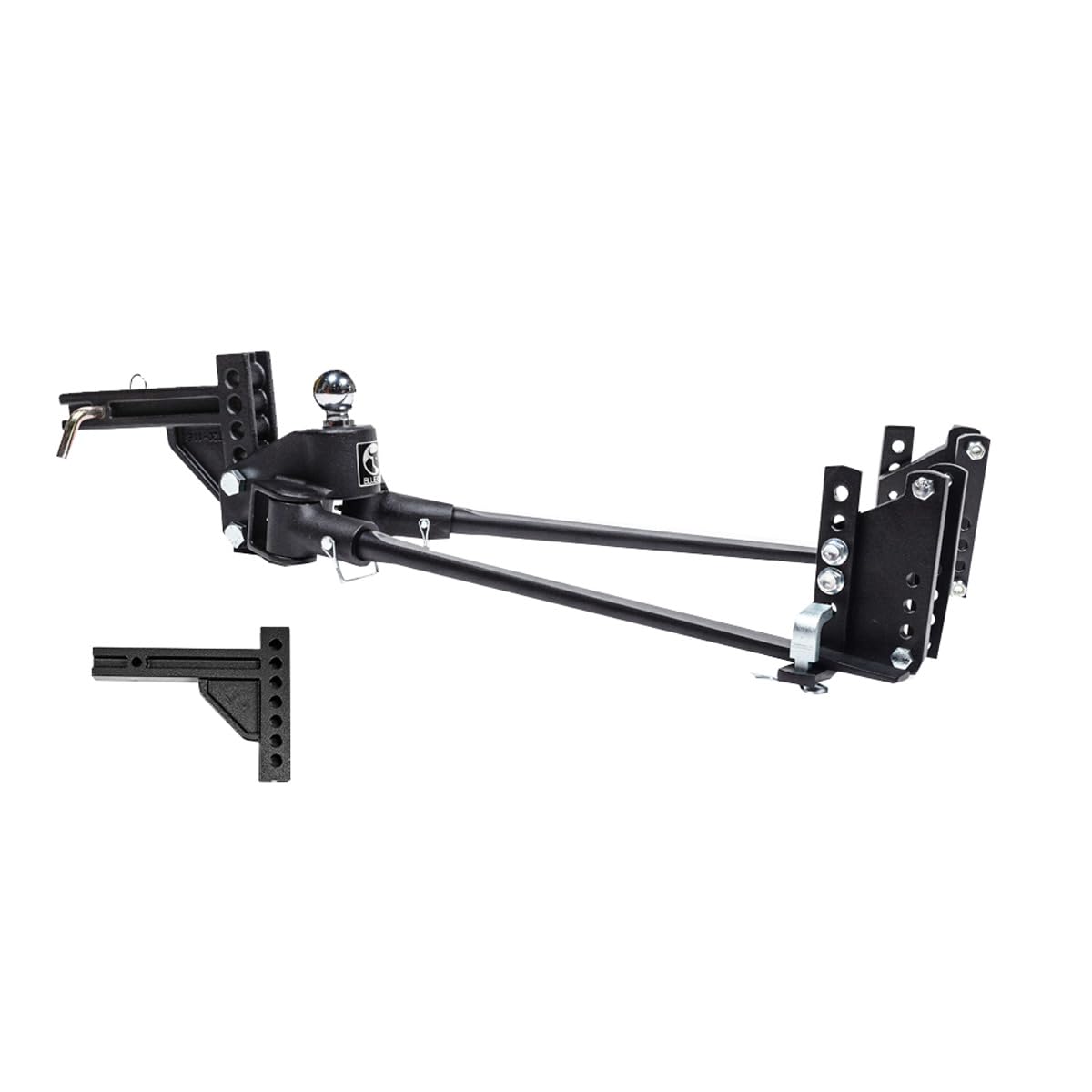 Blue Ox BXW0650 TrackPro Weight Distribution Hitch - 600lb Tounge Weight, 7 Hole Shank for 2 Receivers, 2 Ball, Black