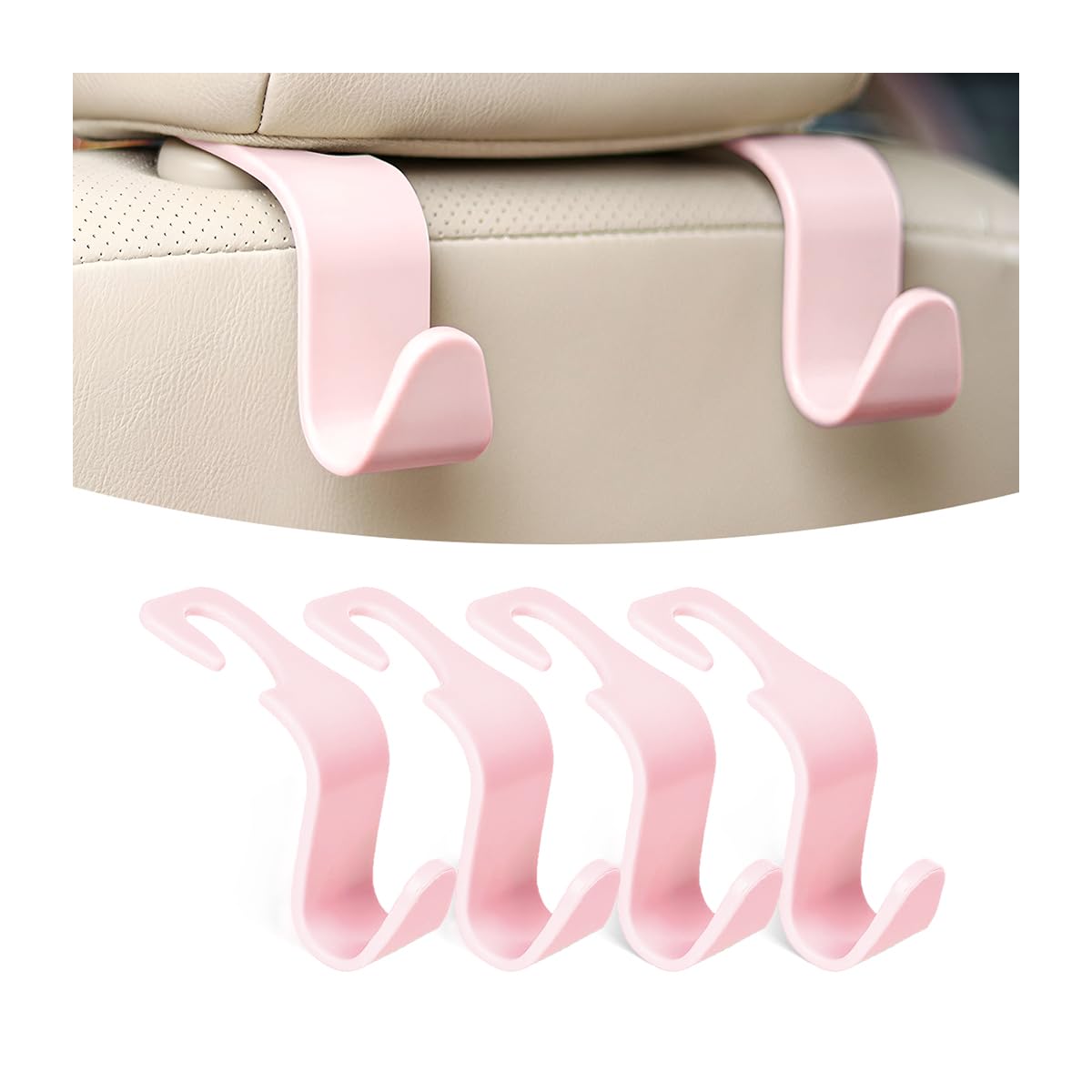 Osilly Car Seat Headrest Hook, 4 Pack Auto Seat Hanger Storage Organizer for Purse Handbag Coats Bags, Universal Car Interior Ac