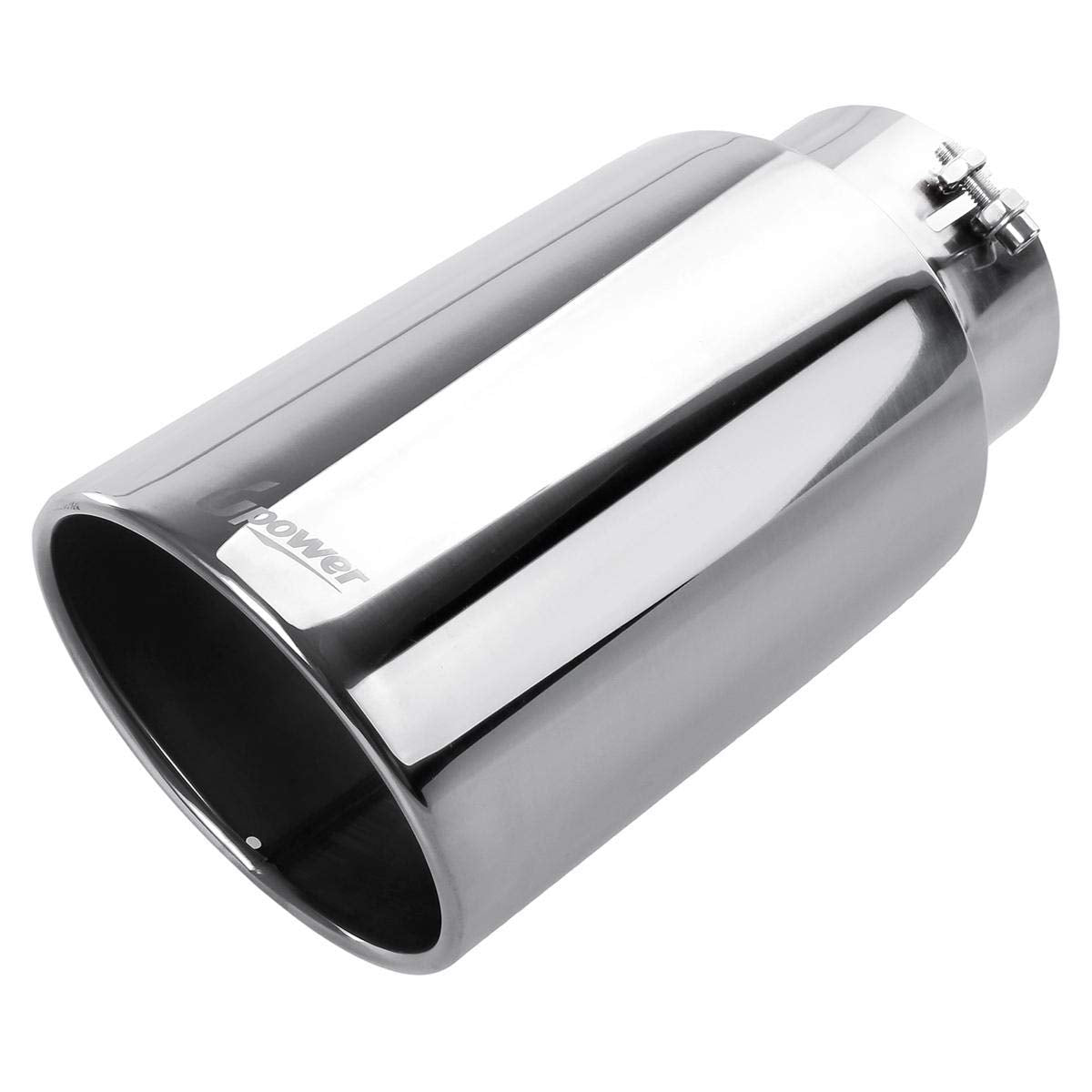 Upower Diesel Exhaust Tip 5 Inlet 7 Outlet 15 Long Stainless Steel Polished Bolt-On Tail Pipe 5 to 7 Universal for Tru