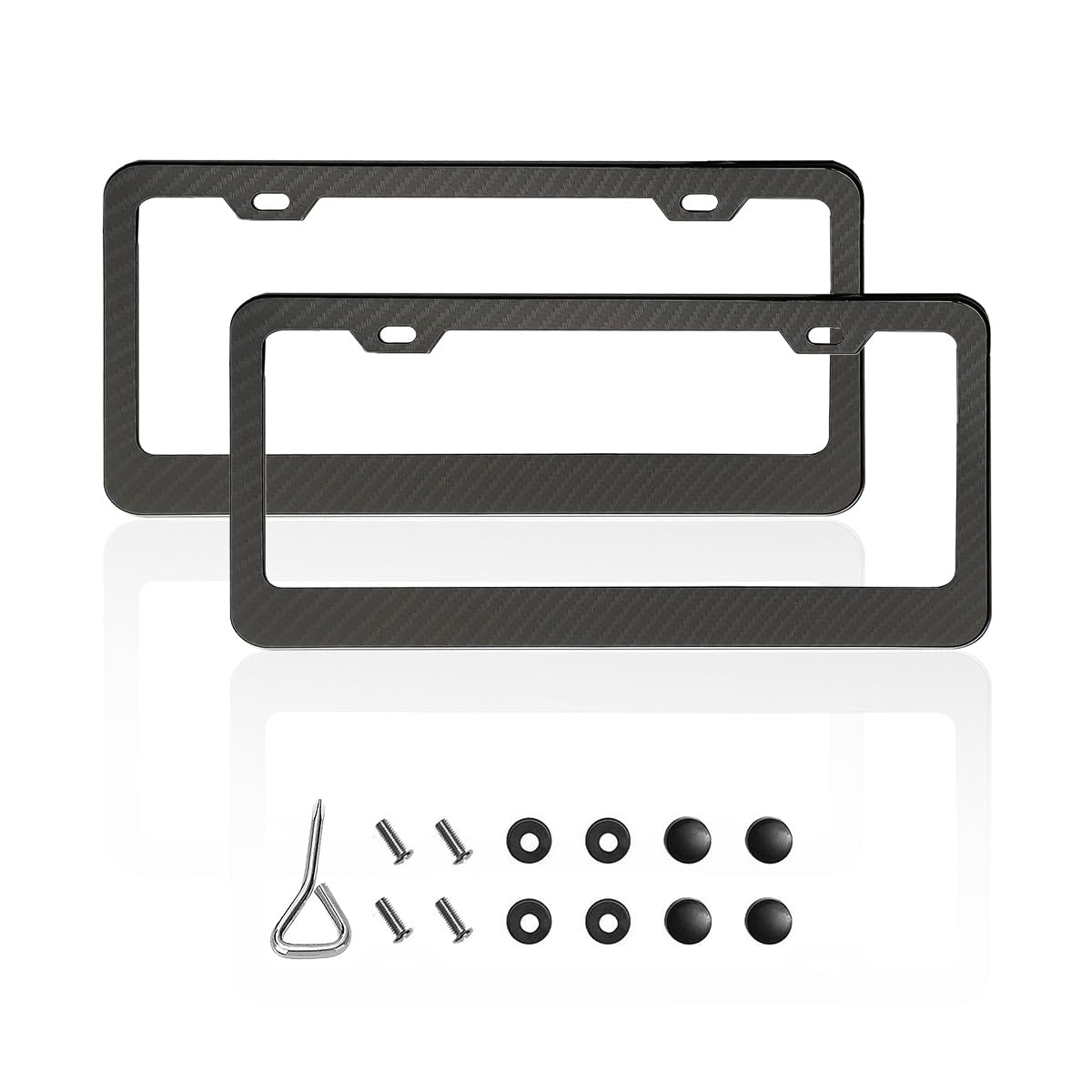 Ziciner 2 PCS License Plate Frame, Mirror Polished Stainless Steel License Car Tag Cover, Universal Exterior Accessory Parts Dec