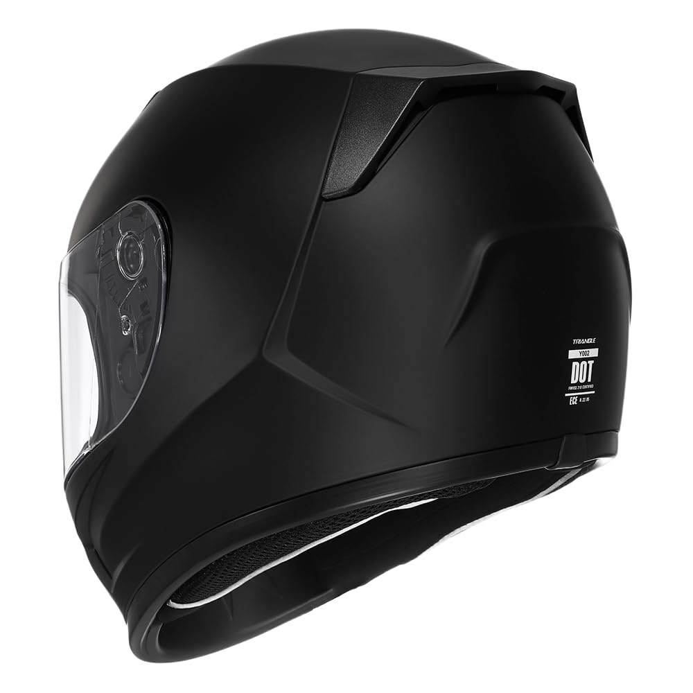 Triangle Youth Kids Full Face Helmet Motorcycle Offroad Street Bike Lightweight With 2 Visors Dot Approved (Matte Black, Medium)