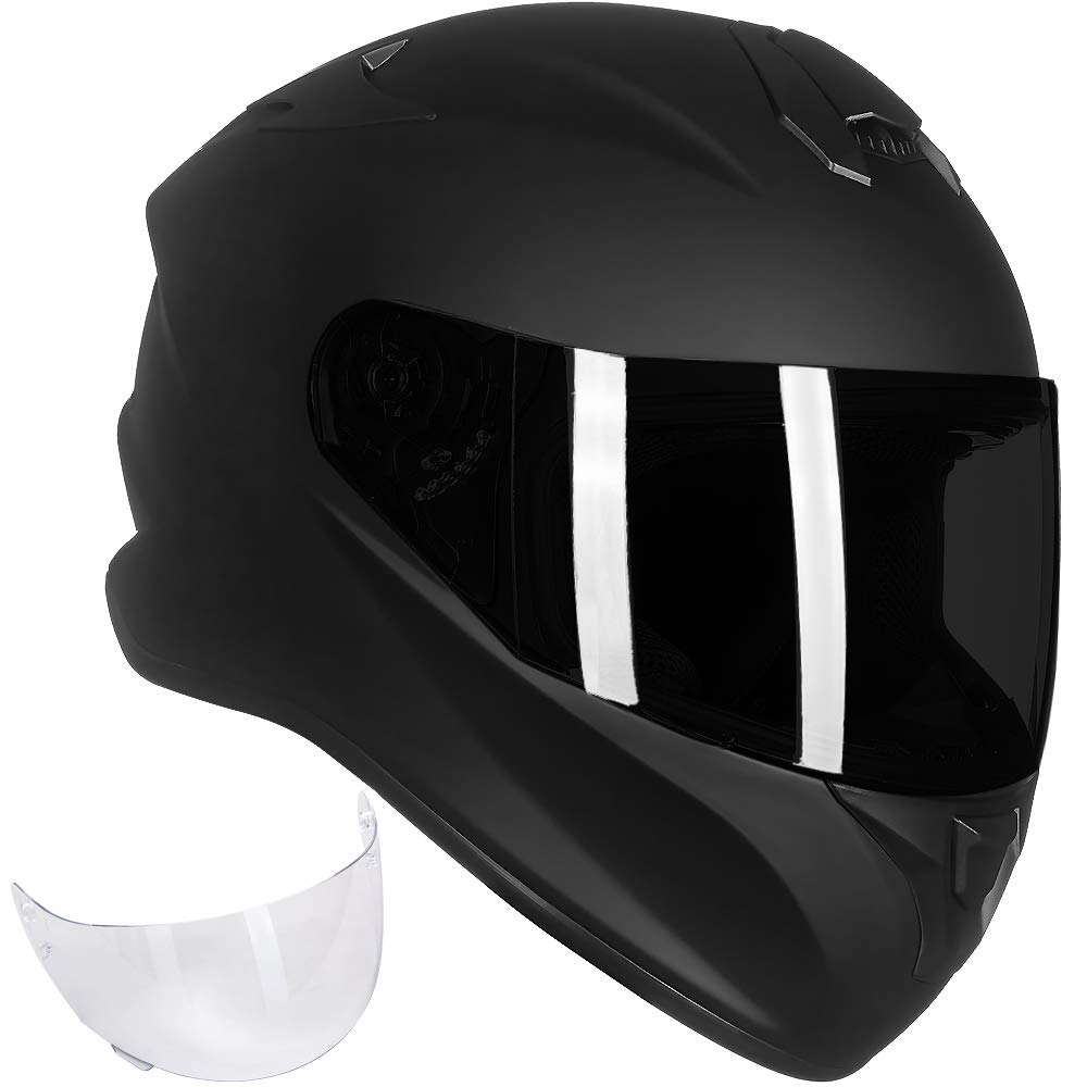 Ilm Full Face Motorcycle Street Bike Helmet With Enlarged Air Vents, Free Replacement Visor For Men Women Dot Approved Model St-