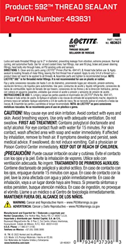 Loctite PST 592 Thread Sealant for Automotive: Low-Pressure, High-Viscosity, Anaerobic, Prevents Galling | Opaque, Off-White, 6