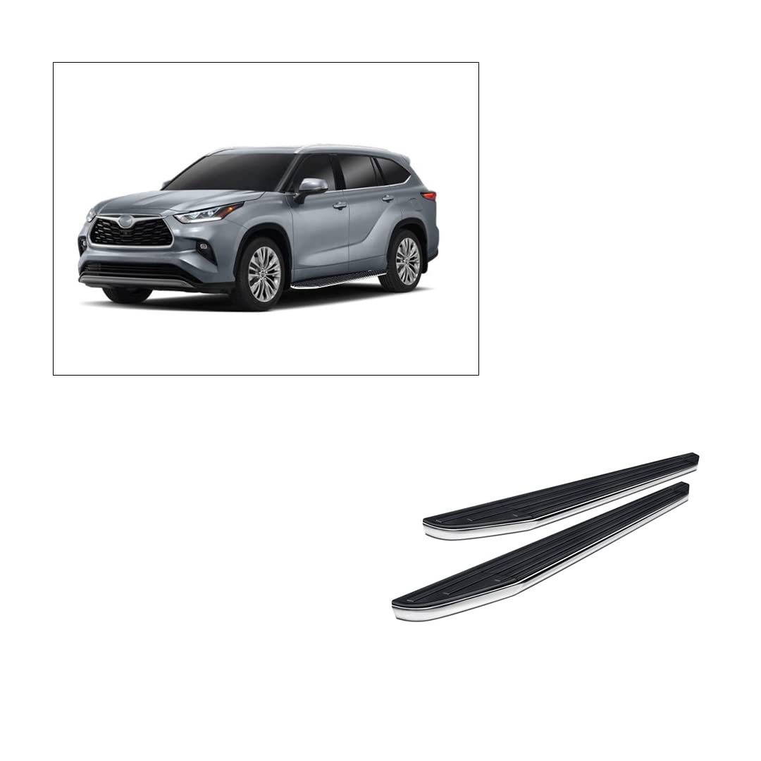 Black Horse Off Road Black Horse Black Aluminum Premium Running Boards Compatible With 2020-2022 Toyota Highlander No Drilling/Cutting Required