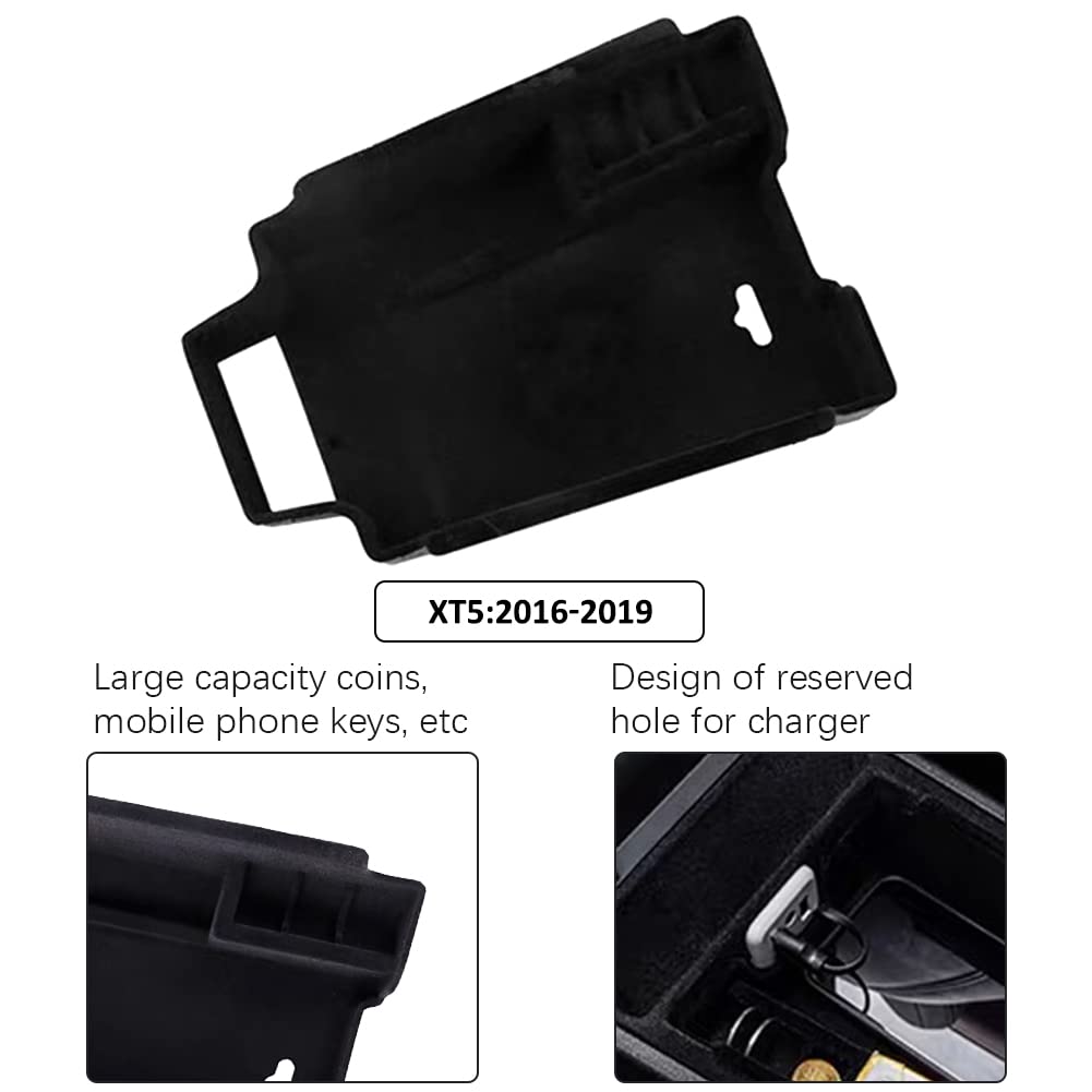 yboueo for XT5 Armrest Storage Tray Compatible with Cadillac XT5 Accessories 2019 2018 2017 2016 Flocking Interior Armrest Inser