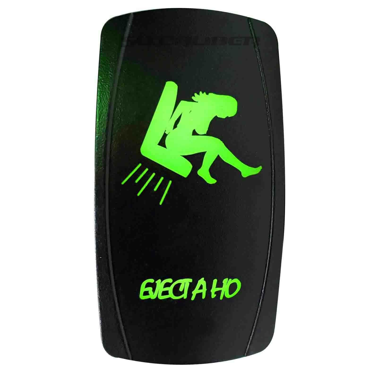 50 Caliber Racing Rocker Switch Eject A Hoe On/Off Led Backlit- Utv, Auto, Boat 20A 12V (5359A32 Green)