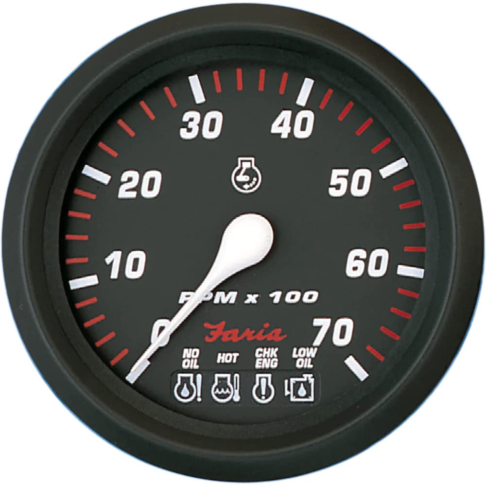 Faria Beede Instruments Faria 34650 Pro Tachometer 7000 Rpm With Systemcheck Indicator - Red, 4''