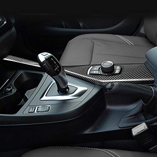 Llkuang Car Center Console Multimedia Button Panel Cover Sticker Compatible With Bmw 1 2 Series F20 F21 F22 Car Central Control Gear Panel Cover Interior Accessories (Carbon Fiber Pattern)